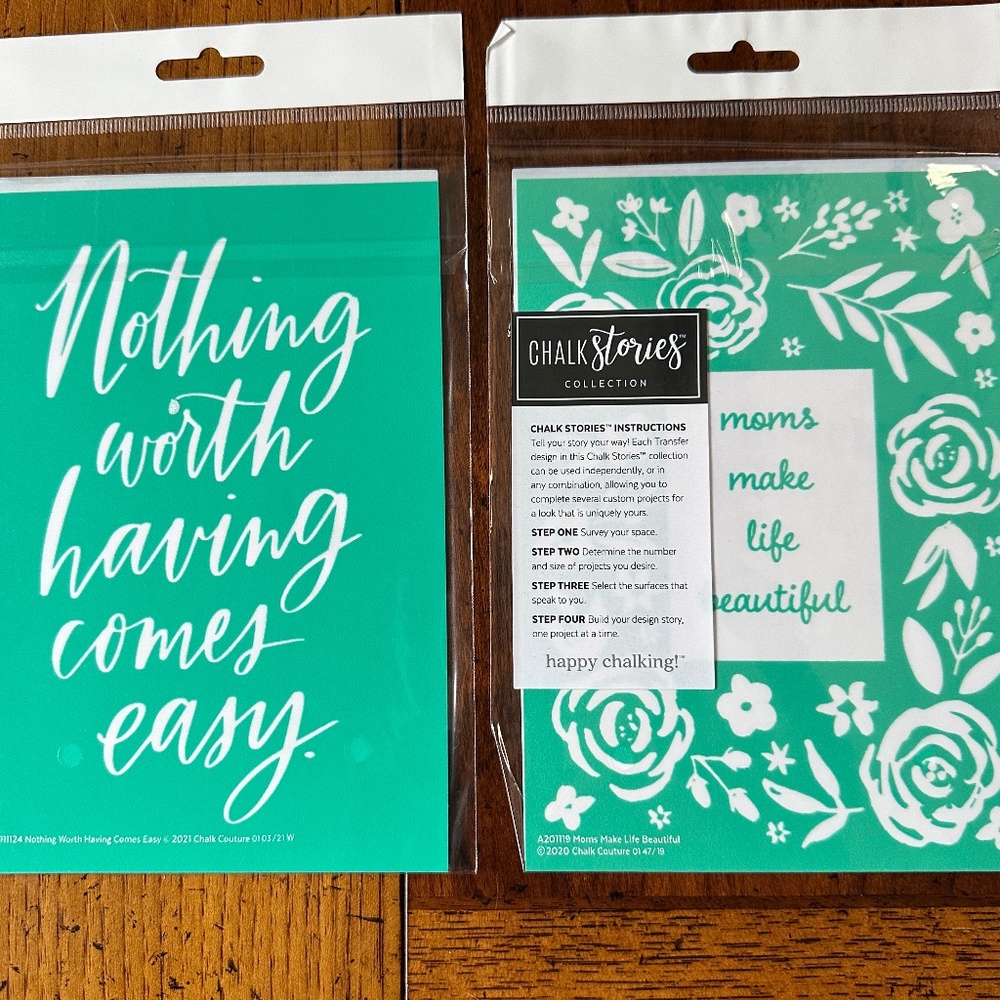 NIP - Chalk Couture 5x7 CHALK TRANSFER® STENCILS - Set of 2